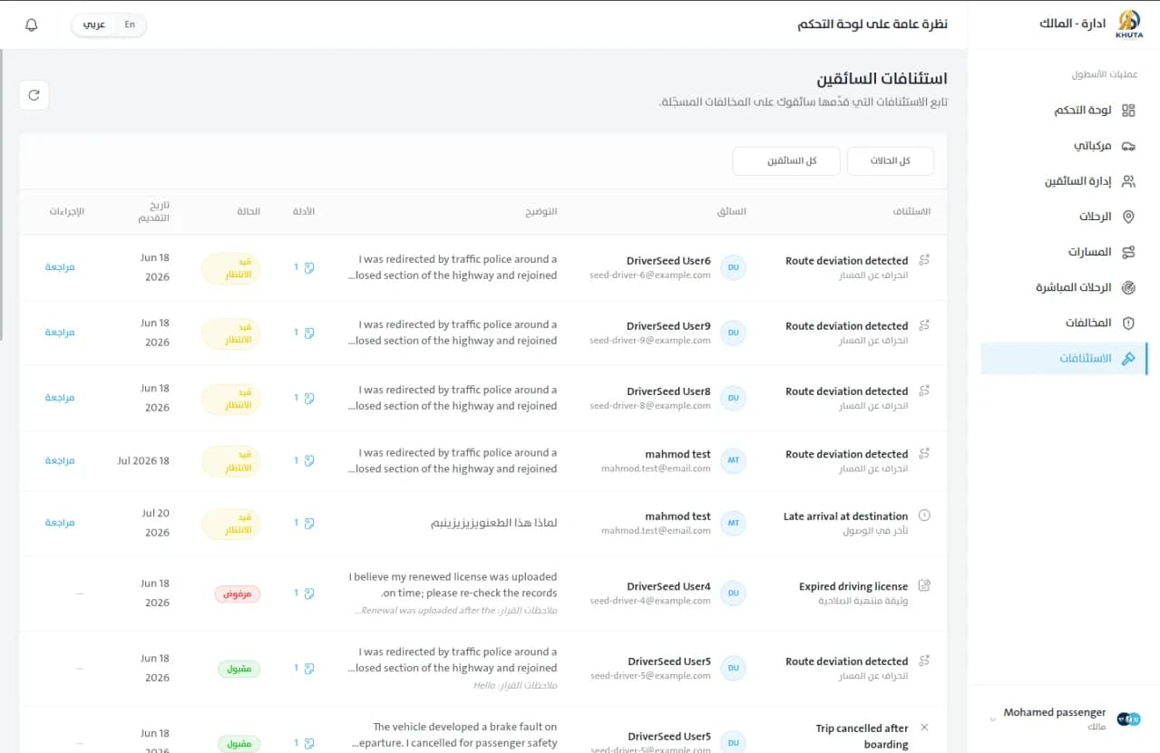 خطي: لوحة تحكم الملّاك screenshot 19